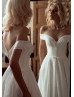Off Shoulder Ivory Glitter Tulle Modern Wedding Dress